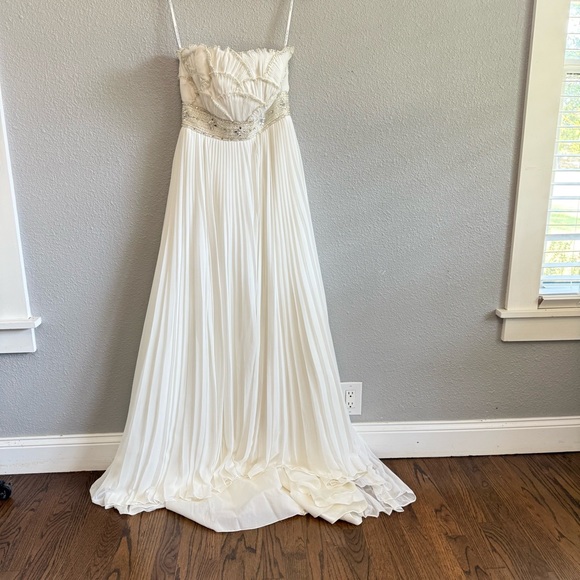 Jasmine Couture Strapless Wedding Dress Pleated Skirt Size